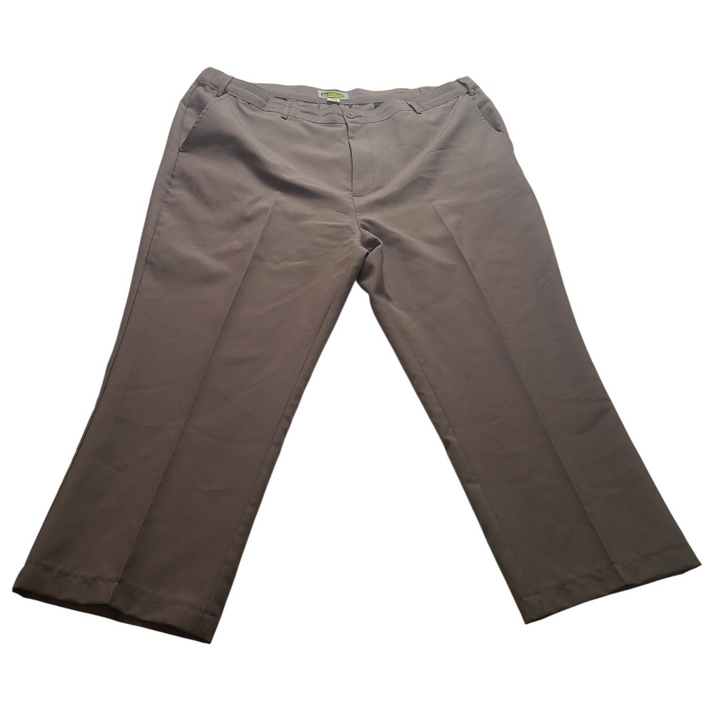 Haband Fit-Forever Men's Gray Flat Front Dress Pants Expandable Waist 41x29